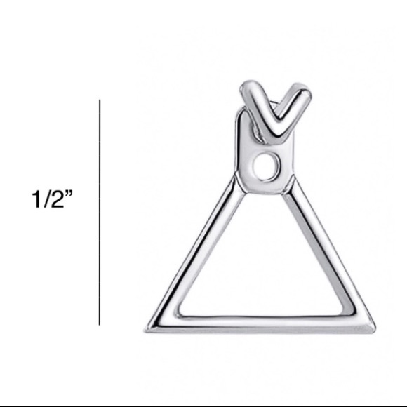 Silver Tone Geometric Triangle Jacket Earrings - Picture 3 of 5